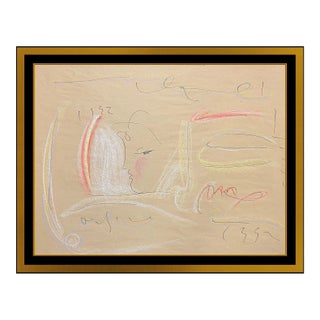 1992 Pop Art Profile Modern Ink and Color Pencil Peter Max For Sale