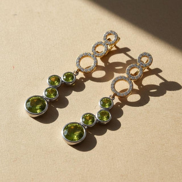 Not Yet Made - Made To Order Contemporary Silver Peridot Earrings, Pair For Sale - Image 5 of 7