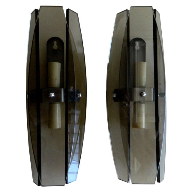 Vintage Fontana Arte Style Sconces - Pair For Sale