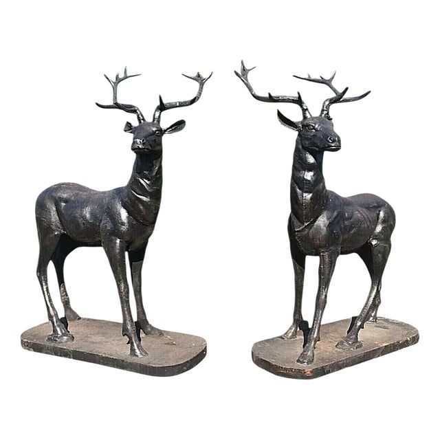 Skyfall Cast Iron Stag Gate Sculptures, Set of 2 For Sale