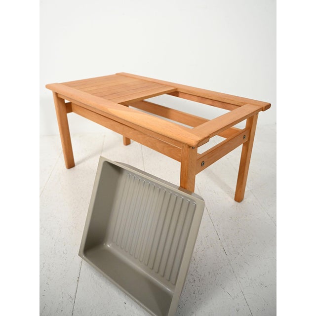 Oak Bench with Built-In Planter, 1960s For Sale - Image 9 of 11