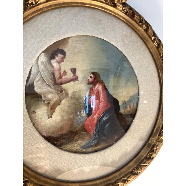 Italian Artist, Sacred Scene, 18th Century, Round Oil on Canvas Paintings, Set of 2 For Sale - Image 5 of 11