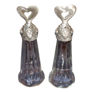 Bella Casa by Ganz, Glass and Pewter Salt and Pepper Shakers For Sale