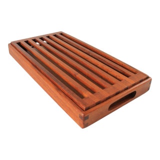 Vintage Kalmar Designs Teak Wood Bread Crumb Catcher Tray For Sale