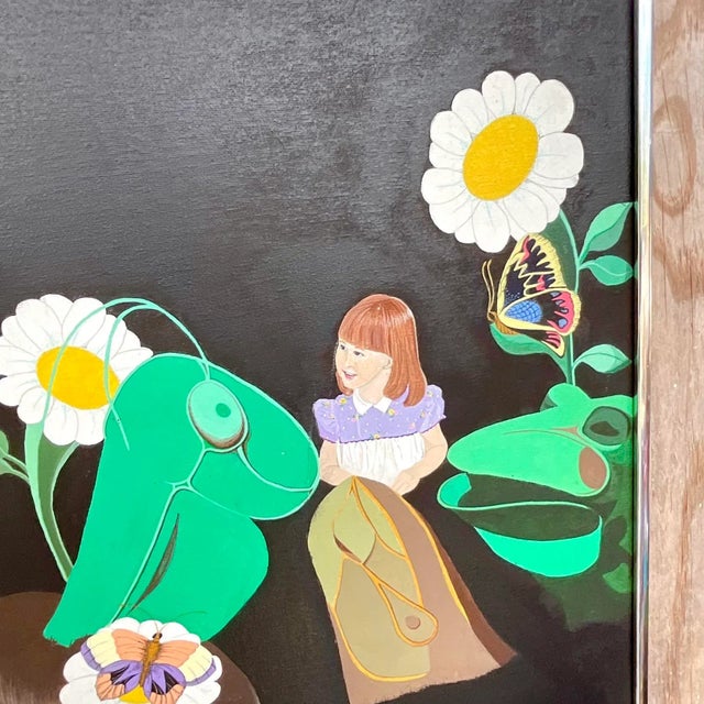 Vintage Boho Signed Original Abstract Expressionist Oil Painting For Sale - Image 10 of 11