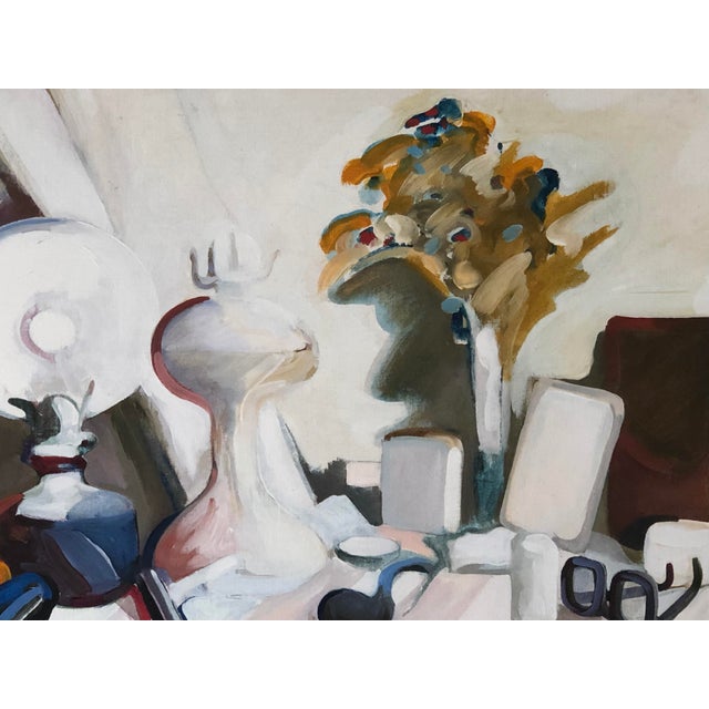 This very rare original painting by Ellen Lanyon is in beautiful vintage condition and depicts an interior still life...