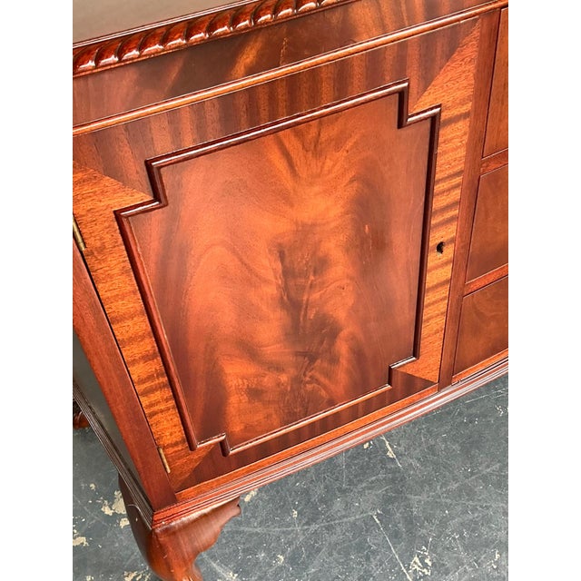Brown Vintage Flame Mahogany Chippendale Sideboard For Sale - Image 8 of 12