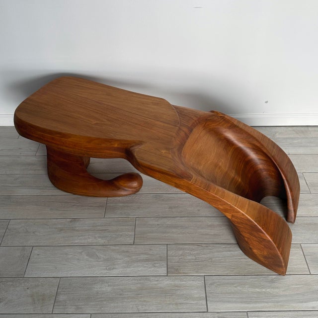 Ed Merklinger Sculpture Wood Carved Abstract Form Coffee Table Circa 1970 For Sale - Image 9 of 12