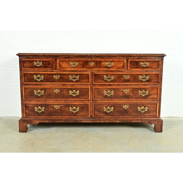 Henredon Georgian Mahogany and Burl Wood Dresser or Chest of Drawers For Sale - Image 13 of 13