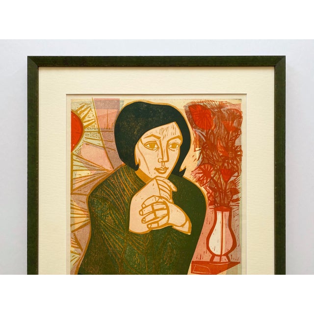 This Irving Amen rare vintage 1965 Mid Century Modern " Summer " limited edition custom framed hand signed original fine...