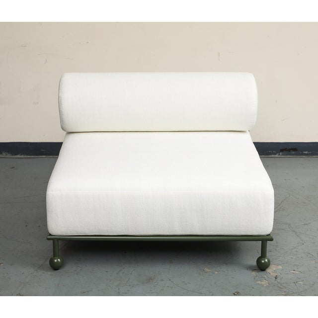 Modern Modern Outdoor Lounge Chair With Olive Green Stainless Steel Frame For Sale - Image 3 of 17