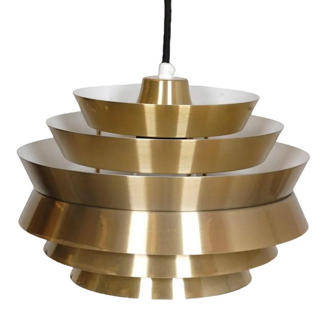 Pendant Lamp in Brass Shade & White Lacquered Aluminium by Carl Thore For Sale