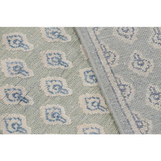 Textile Rug & Kilim’s Modern Block Print Rug in Blue & Gray with Paisley Floral Pattern - 9x12 For Sale - Image 7 of 7