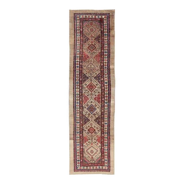 Tribal Persian Hand Knotted Antique Serab Long Runner in Tribal Design 3'7 X 14 For Sale