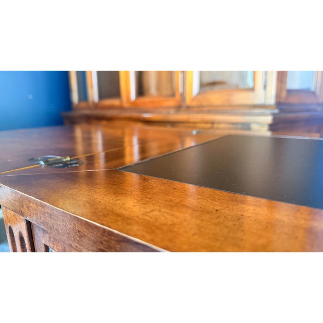 Burnt Umber Vintage White Furniture Co. Mechanical Flip-Top Server / Expandable Buffet Bar For Sale - Image 8 of 12
