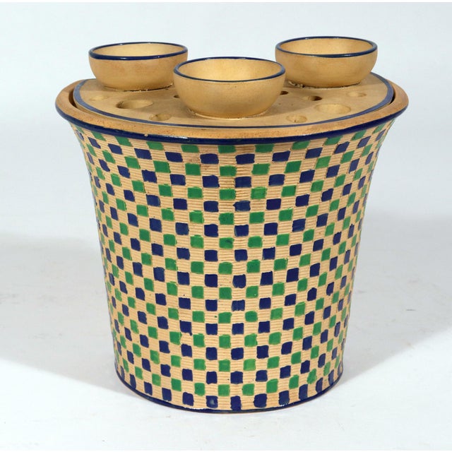 Traditional Regency Geometry: A Pair of Diced Caneware Bough Pots For Sale - Image 3 of 12