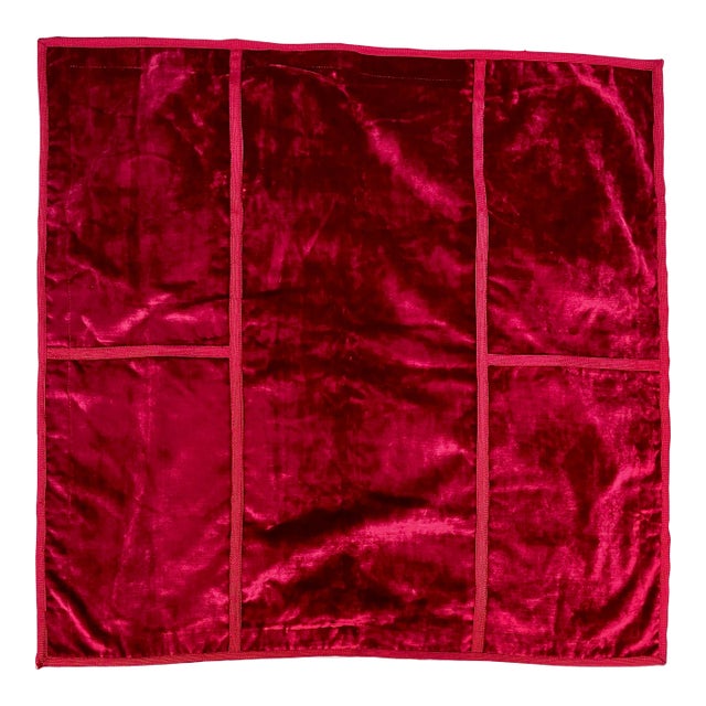 Ralph Lauren Deep Red Crushed Silk Velvet Pillow Cover For Sale