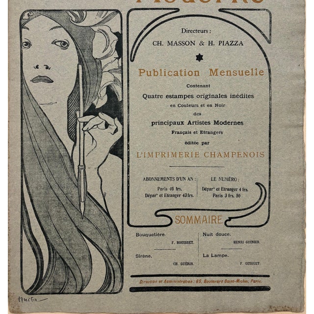 Original Lithograph - Cover by Alphonse Mucha (1860-1939) for the issue #21 of L'Estampe Moderne - January 1899 L'Estampe...