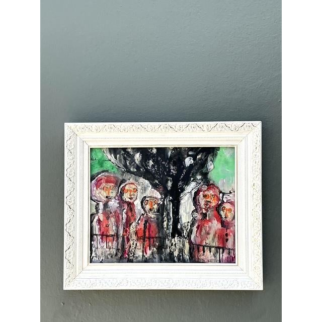 Early 21st Century Vintage Original Abstract Figurative Oil on Canvas For Sale - Image 5 of 12