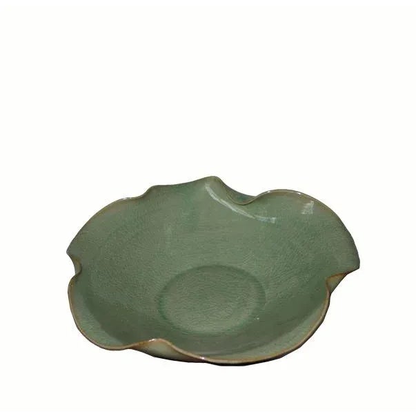 Ceramic Asian Modern Lotus Leaf Celadon Porcelain Plate For Sale - Image 7 of 8