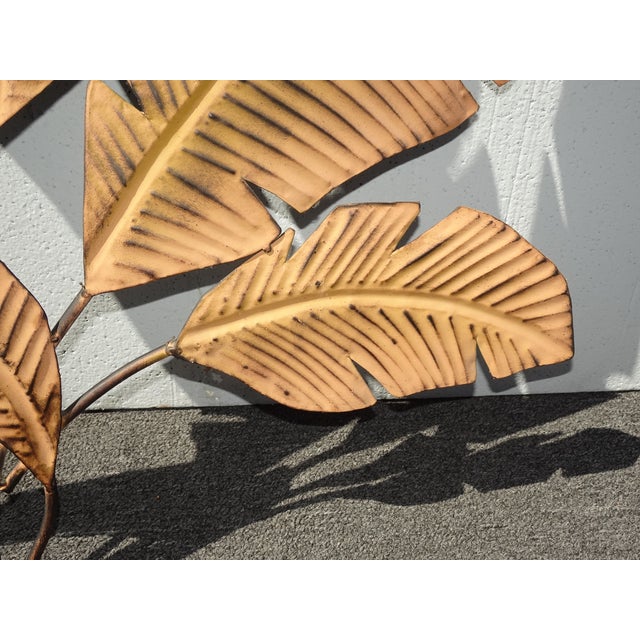 Picture 35" Tall Brown Metal Leaf Clutter Palm Art Wall Decor For Sale - Image 9 of 16
