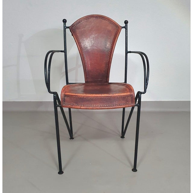 Chair in Leather and Wrought Iron For Sale - Image 4 of 18