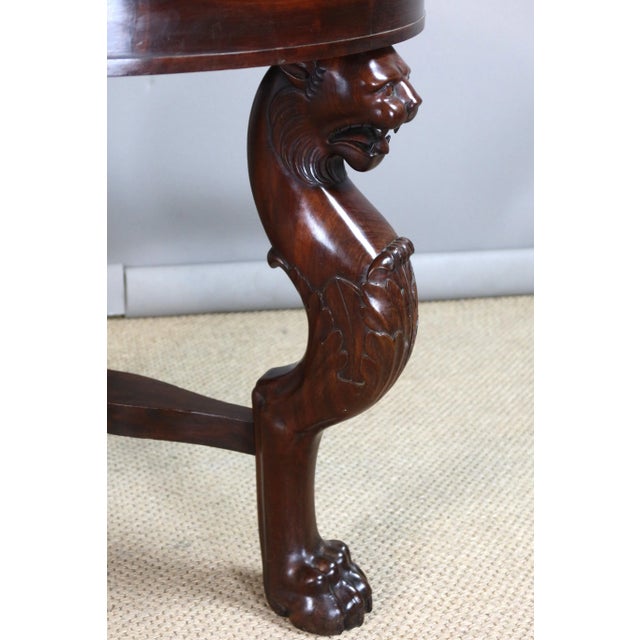 Empire Mahogany Pedestal Table with Lion Heads For Sale - Image 13 of 15