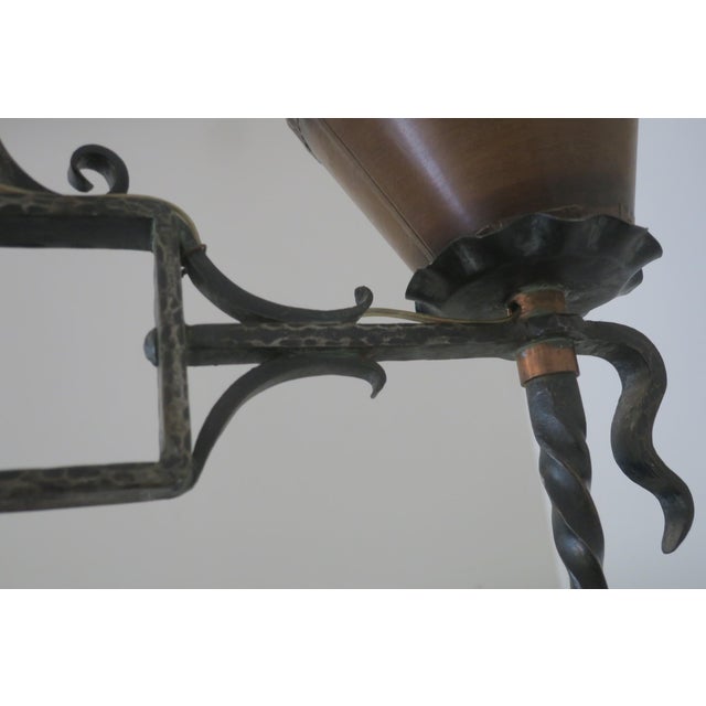 Brutalist Wrought Iron and Copper Chandelier, 1960s For Sale - Image 9 of 16