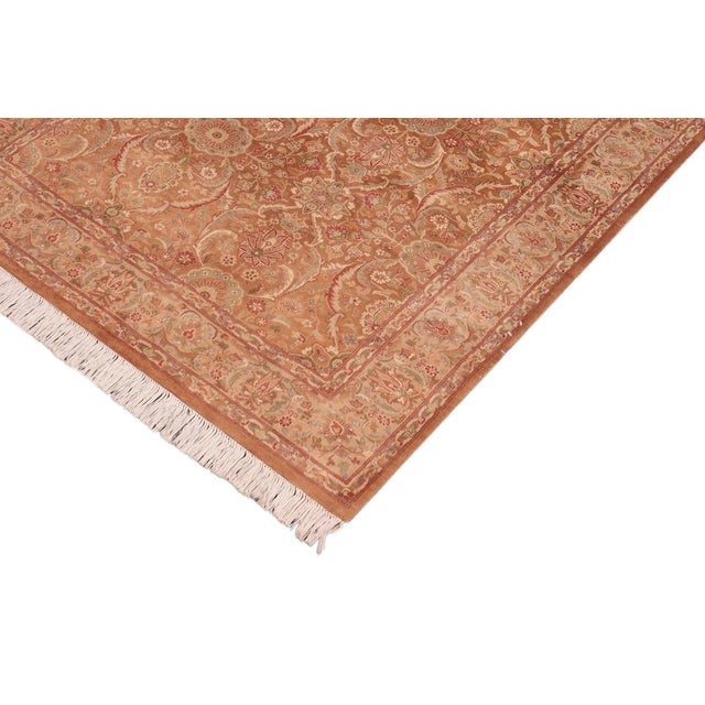 Shabby Chic Shabby Chic Floral 1990's Brown/Beige Wool Rug - 4'7'' X 6'11'' For Sale - Image 3 of 9