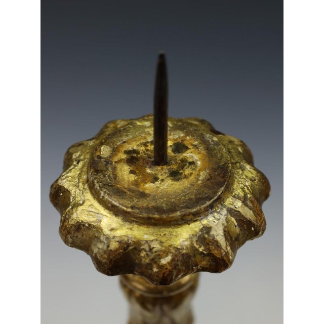 18th-Century Neoclassical Italian Giltwood and Polychrome Candlestick, 1800 For Sale - Image 15 of 18