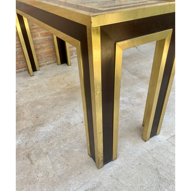 Gold Late 20th Century Gilt Metal and Wood Console Table with Glass Top For Sale - Image 8 of 18