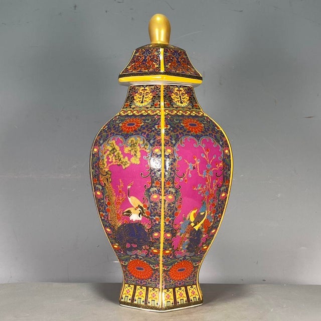 Ceramic Chinese Pink Ground Painted Enamel Porcelain Vase With Bird & Floral Motif For Sale - Image 7 of 8