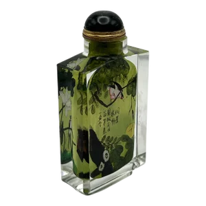 Vintage Inside Painted Crystal Bottle Dated 1955
