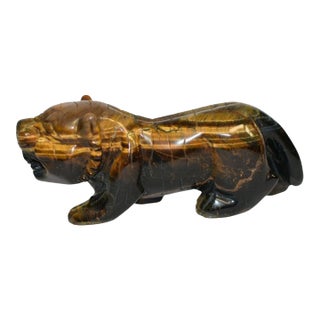 Late 20th Century Tiger's Eye Tiger Natural Gemstone Animal For Sale