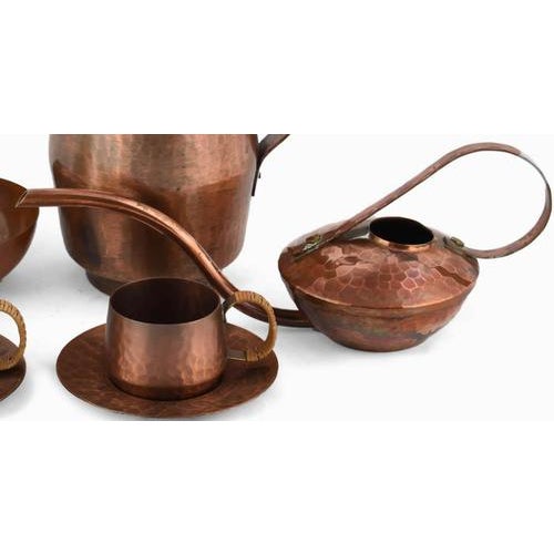 Vintage Copper Serveware Set in Hammered Finish from Eugen Zint, 1960s, Set of 8 For Sale - Image 3 of 5