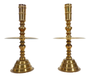Brass Altar Candlesticks, 1890s, Set of 2