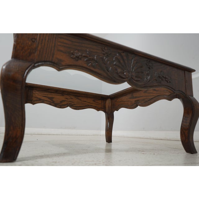 Country French Oak Coffee Table W. Glass Top For Sale - Image 12 of 12