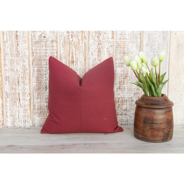 Red Diya Antique Indian Folk Pillow For Sale - Image 8 of 10