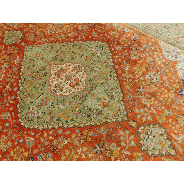 1970s Vintage Hand Knotted Persian Tabriz Rug 9'x 11'7" For Sale - Image 9 of 13
