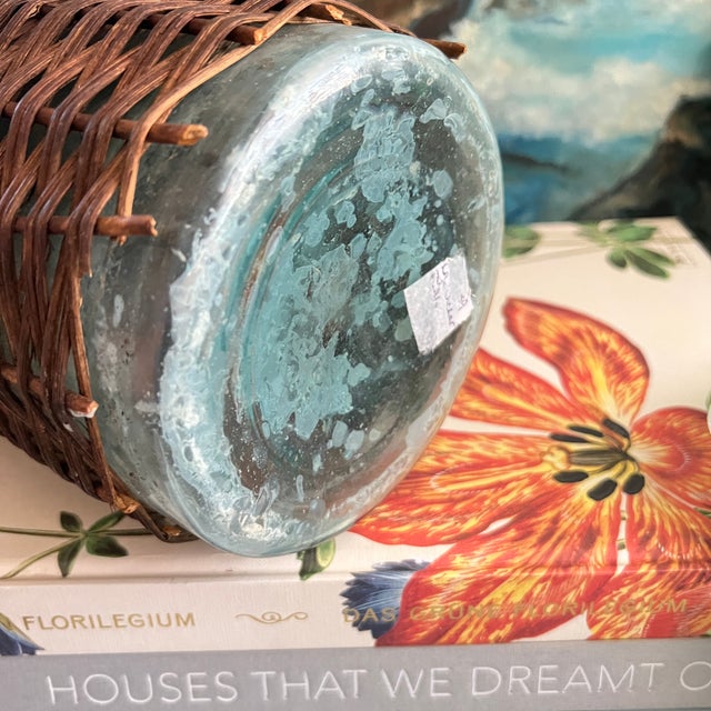 Brown Antique Wicker Wrapped Demijohn Bottle For Sale - Image 8 of 8