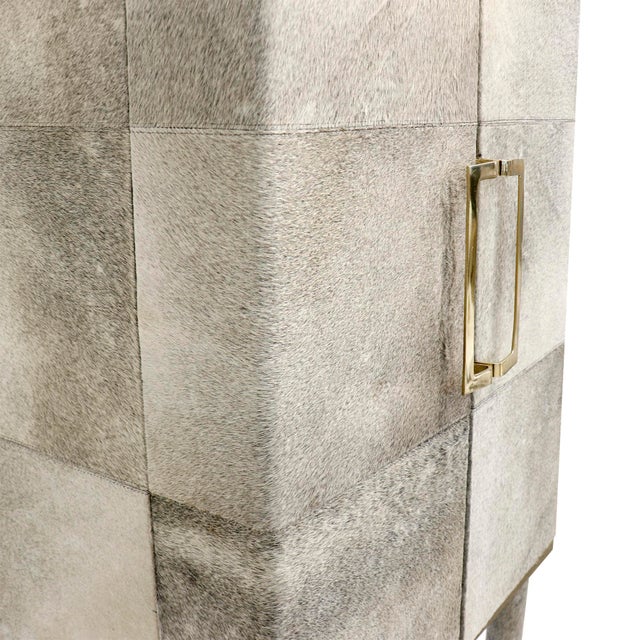 Pasargad Home Safari Steel & Cowhide Bar Cabinet For Sale - Image 4 of 12