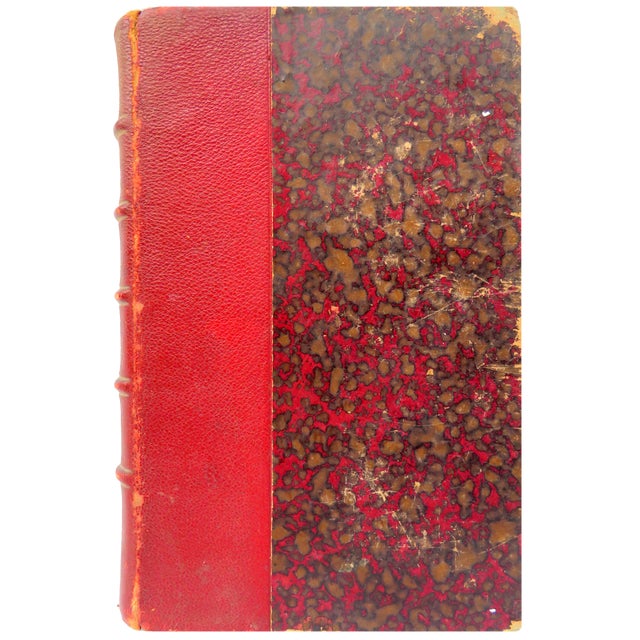 Beaux-Arts Antique French Leather Books, S/7 For Sale - Image 3 of 3