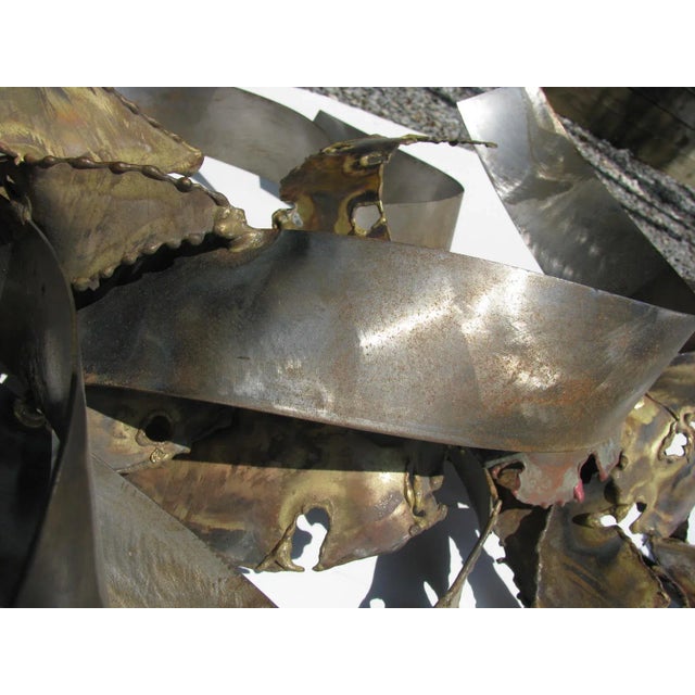 1970s Silas Seandel Mid-Century Modern Large Mixed Metal Brutalist Wall Sculpture, Signed For Sale - Image 6 of 10