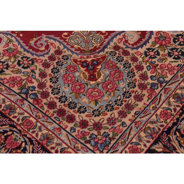 Traditional 1970s Traditional Red Blue Hand-Knotted Area Rug 9.10x12.6 For Sale - Image 3 of 7