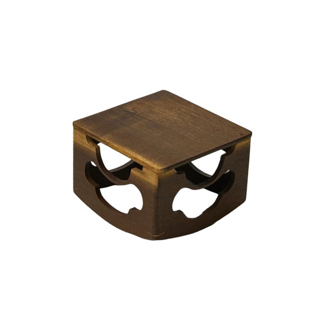 Natural Light Wood Polished Square Openwork Display Stand Holder For Sale - Image 4 of 7