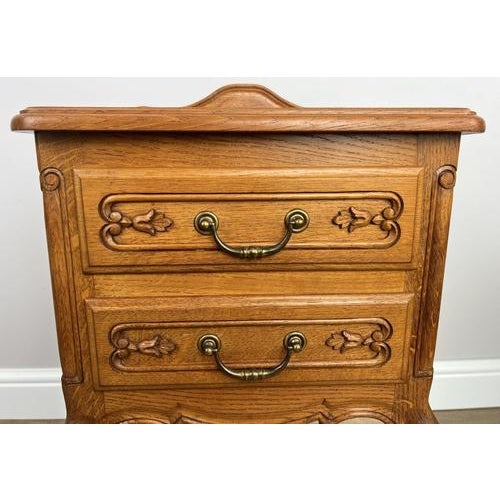 Brown Vintage French Bedside Tables in Oak, Set of 2 For Sale - Image 8 of 12