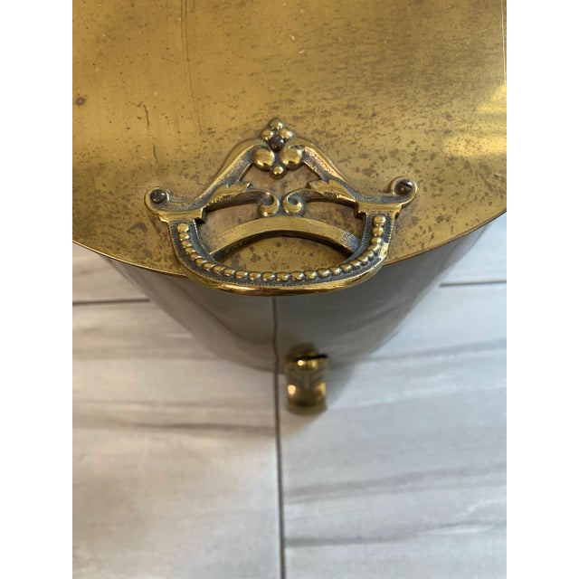 Brass Antique Brass Plated Coal Hod with Insert For Sale - Image 8 of 11