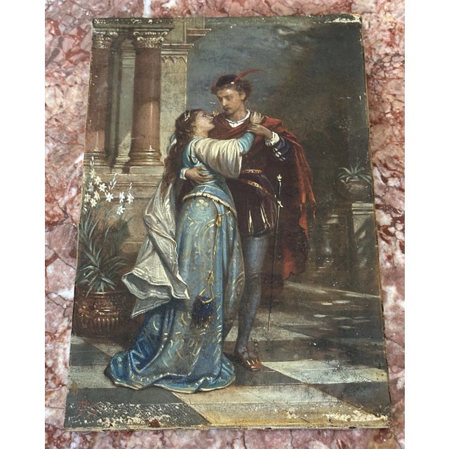 Antique Reproduction Painting of Annie M Snyder’s Elizabethan Lovers C. 1852-1927. For Sale - Image 10 of 12