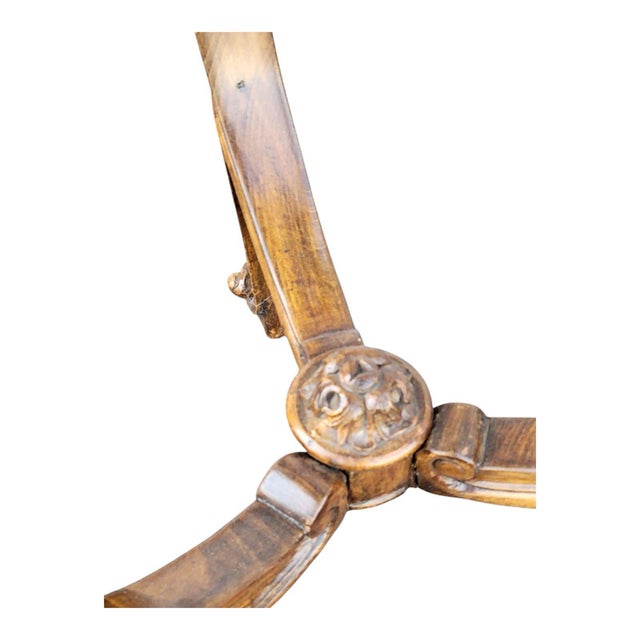 19th Century French Walnut Marble Top Side Table – Hand Carved, Accent Table For Sale - Image 9 of 9