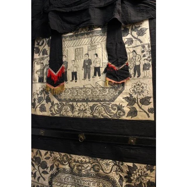 Mid-Century Modern Vintage Tapestry Door Curtain Family Scene For Sale - Image 3 of 10